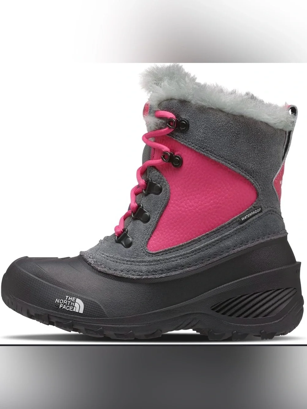 The North Face Youth Waterproof Shellista Extreme Winter Boot - Gray & Pink
